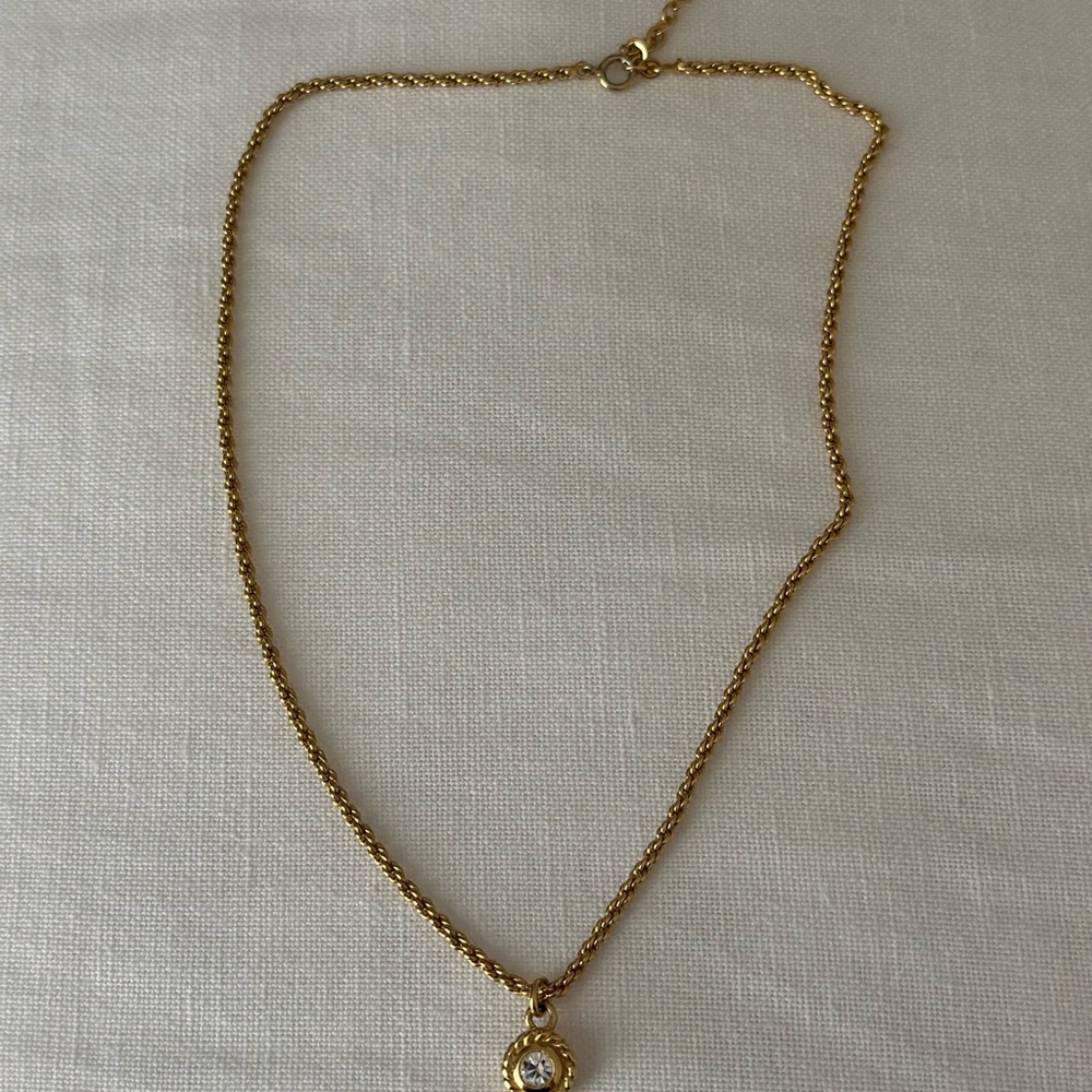 Dior Gold Necklace with Crystal Charm
